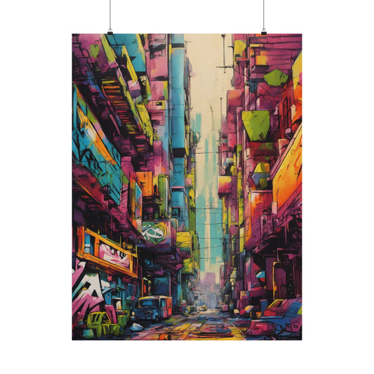 Metaphysical Madness - Premium Matte Vertical Poster: Abstract Graffiti Meets Vivid Surrealism for the Artistic Futurist