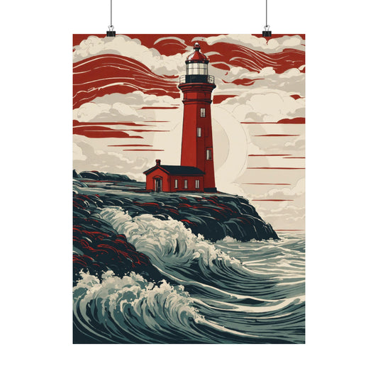 Nautical Nostalgia: Coastal Charm - Premium Matte Vertical Poster with Vibrant Lighthouse Print