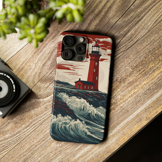 Coastal Charm: Vibrant Lighthouse Phone Case for iPhone 11-15, Mini to Max